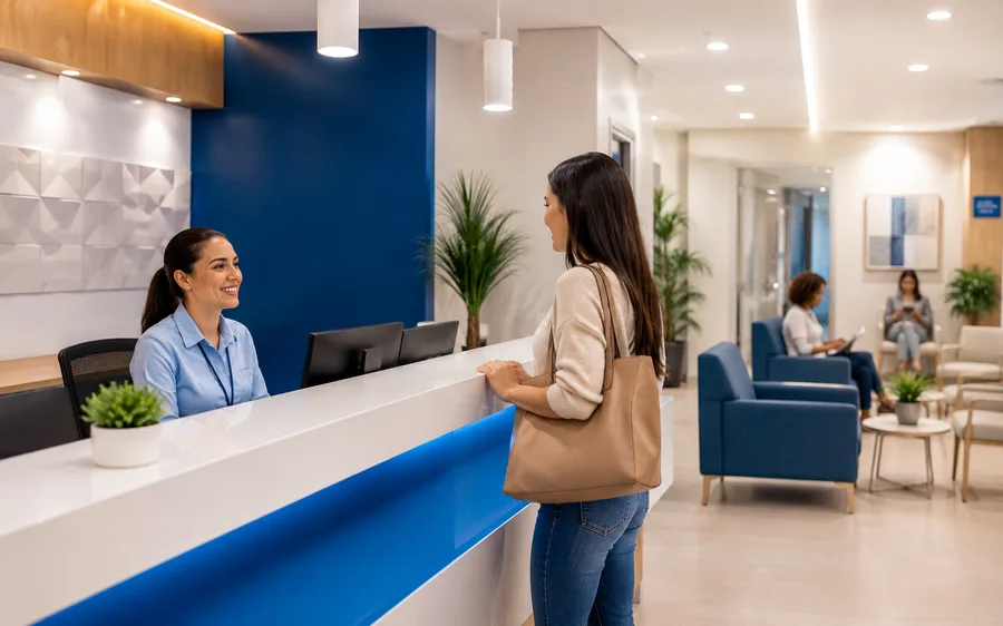 Recepção de centro médico da rede
